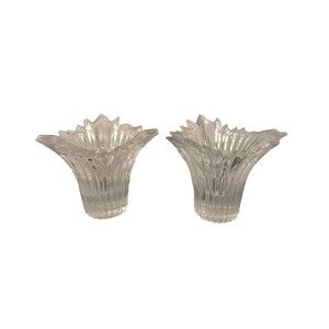 Pair Clear Glass Spiked Taper Candle Holders Sparkling Modern 3" Tall Unbranded